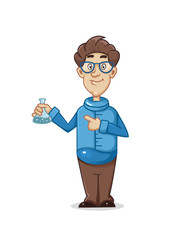 cartoon male scientist