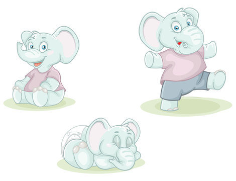 cartoon little elephants
