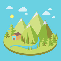 Fototapeta premium Mountain landscape illustration