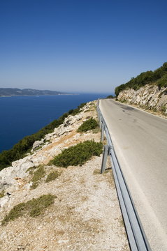 View from road near Lefki, Ithaka, (Kefalonia in distance), Ionian Islands, Greece