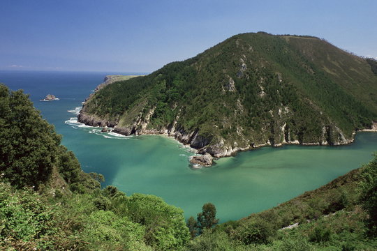 Headland and sea, Ria Tina Menor, Galicia, Spain