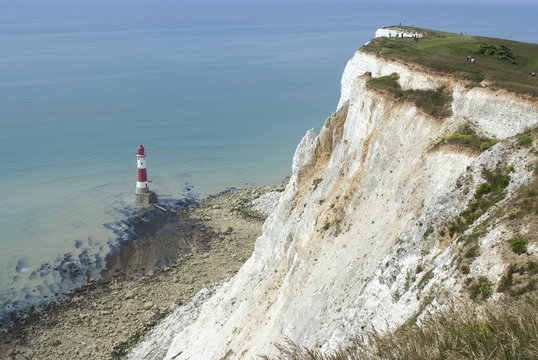 White chalk cliff and lighthouse, Beachy Head, Sussex