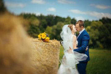 Beautiful summer Wedding walk on nature