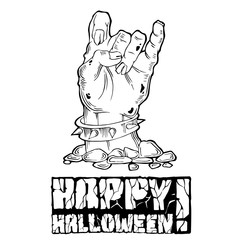 Card for Halloween with zombie hand