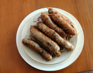 a several homemade fried sausage