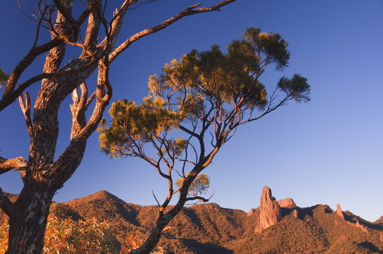 Crater Bluff and Breadknife from Macha Tor, Warrumbungle National Park, New South Wales