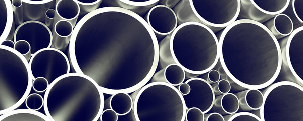 Metal pipes as background. 3D rendering