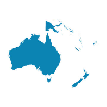 Map of Oceania on a white background. Flat vector