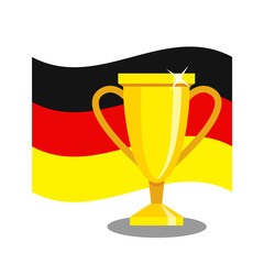 Golden cup with german flag on white background. Concept of championship, league, team sport. Concept of prize, leadership, winning and success. Winner award.