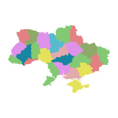 Ukraine with regions on white background. Flat vector