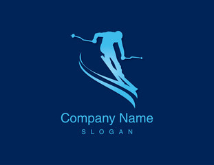 Ski design blue background