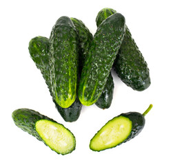 Fresh Green Cucumbers Isolated on White Background