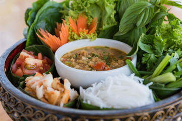 Grilled Shrimp chilli sauce with set of vegetable