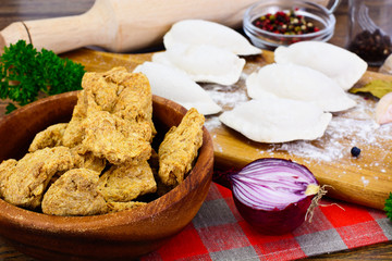 Homemade Dumplings with Soy Meat, Russian Pelmeni