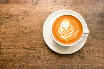 Coffee on wood background