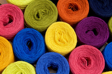 multiple yarn balls close-up