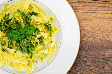 Fettuccine and Tagliatelle with Basil Pesto