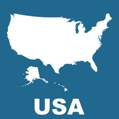 Obraz premium USA map on blue background. Flat vector