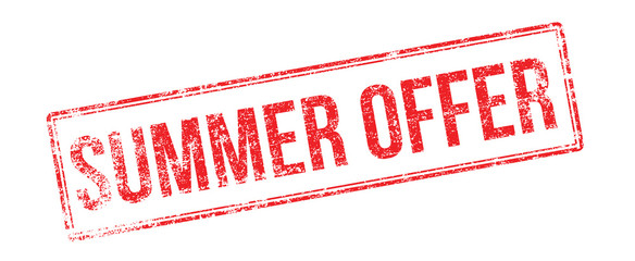 Summer offer red rubber stamp on white