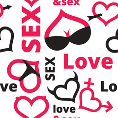 Love and sex seamless pattern