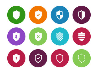 Shield circle icons on white background.