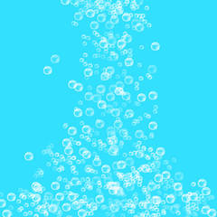 abstract white rising water bubbles isolated on turquoise