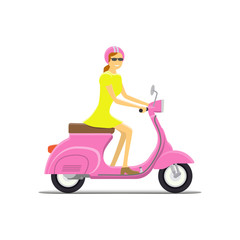 Fototapeta na wymiar Moped Flat vector illustration
