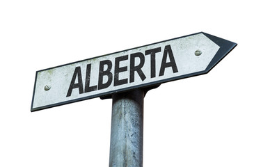 Alberta direction sign isolated on white background