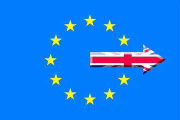 United Kingdom arrow pointing away frrom the European flag