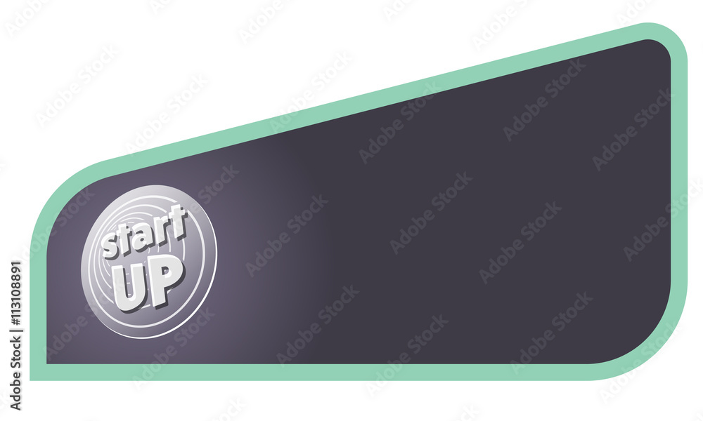 Poster colored text frame for your text and icon of start up