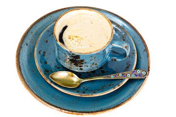 Cup of Coffee with Chocolate on Dark Background in Retro Vintage