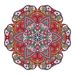 Ethnic tribal round ornament. Colorful mandala for meditation.