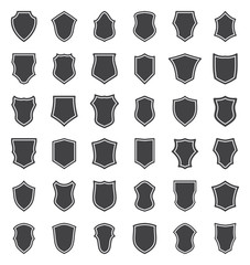 set of black shields