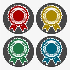 Award with laurels icons set