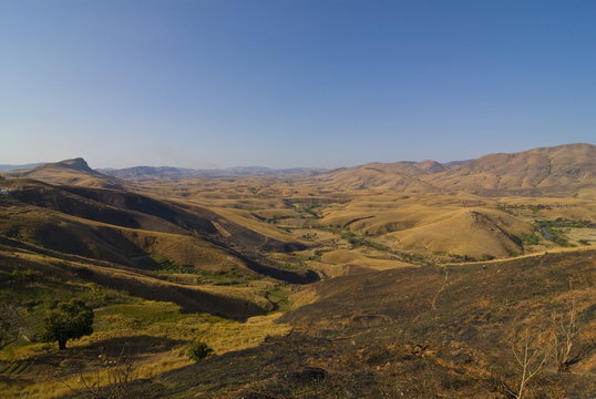 Deforested landscape along the road between Mahajanga and Antanarivo, Madagascar