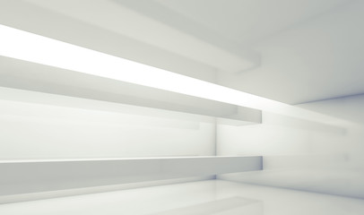 3d empty room with beams and soft illumination
