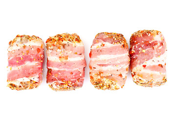 Meat Rolls in Bacon, Chops Wrapped Beef with Mushrooms
