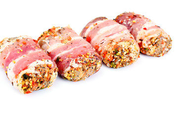 Meat Rolls in Bacon, Chops Wrapped Beef with Mushrooms