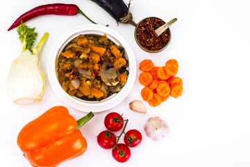 Pumpkin, Mushrooms, Onions and Carrots Stewed
