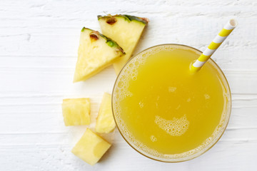 Glass of fresh pineapple juice