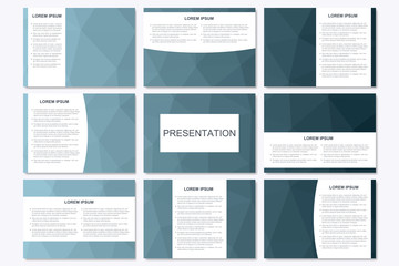 Set of modern business presentation templates in A4 size. Abstract geometrical triangle. Vector design illustration