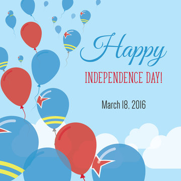 Independence Day Flat Greeting Card. Aruba Independence Day. Aruban Flag Balloons Patriotic Poster. Happy National Day Vector Illustration.