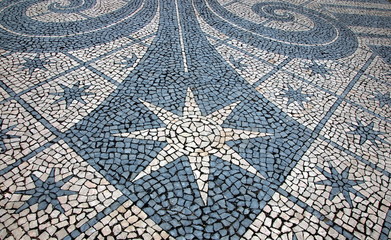  Portugal Lisbon typical Portuguese "calcada" stone mosaic paving