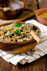 Buckwheat stewed with mushrooms