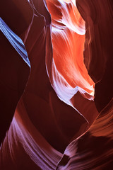 Colorful sandstone walls of Upper and Lower Antelope Canyon near Page,  Arizona