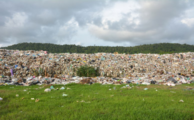 Pile of domestic garbage in landfill