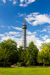 Obraz premium Petrin Lookout Tower (1892), resembling Eiffel tower, Petrin Hill Park, Prague, Czech Republic