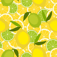 Seamless pattern with lime and lemon.