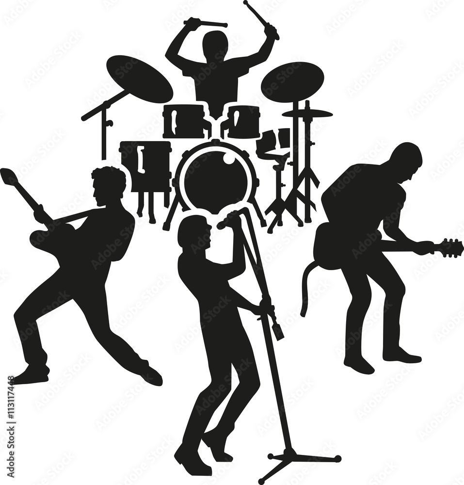 Sticker Rock band silhouette