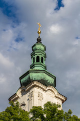 Fototapeta na wymiar Old Prague, close-up on towers of The Strahov Monastery, Czech Republic